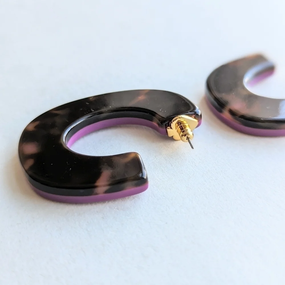Kate Spade NY Resin 'Urban Jungle' Two Tone Hoop Earrings Purple, Tortoise